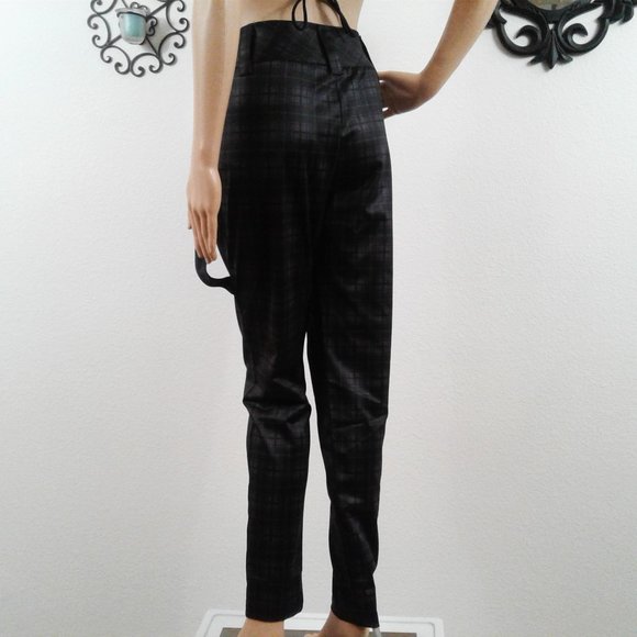 Plaid Strapped Wide Belt Loop Skinny Pants - Picture 3 of 5